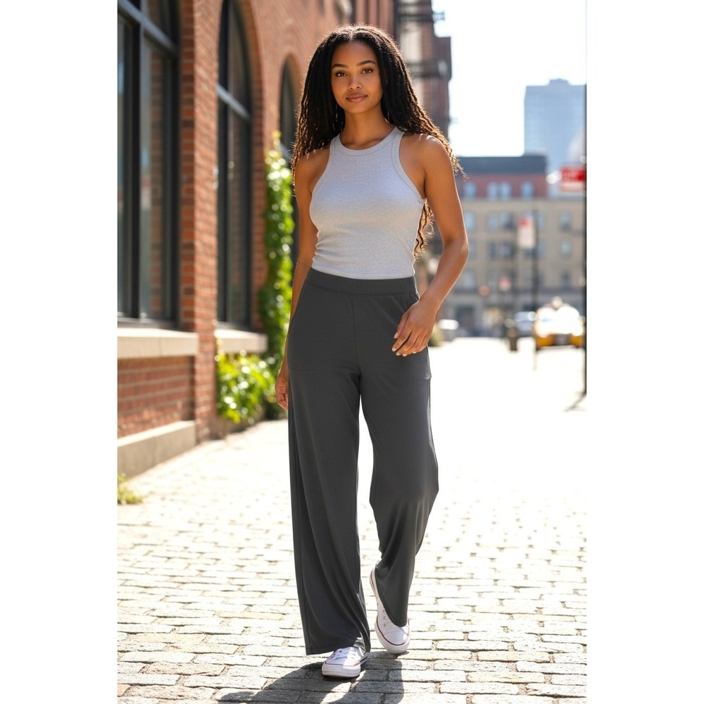 (K-286)Fierce by Mally Wide Leg Pull On Pants Black Size S QVC New Pockets
